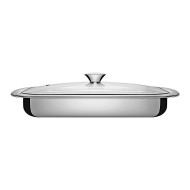 Assadeira 43cm 4 Litros Cosmos Retangular Aço Inox Tramontina Com Tampa Vidro